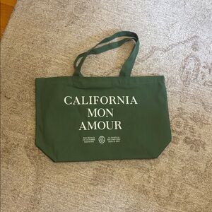 Sézane California Green Tote Bag with White Text